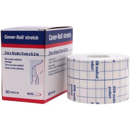 Bandage Gauze Dressing Retention Tape with Liner Cover-Roll® Stretch Nonwoven Polyester 2 Inch X 10 Yard White NonSterile (1/EA 12/CS) by BSN Medical  ID 45552